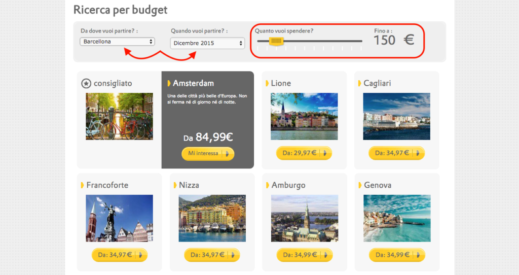 vueling.com - ricerca per budget
